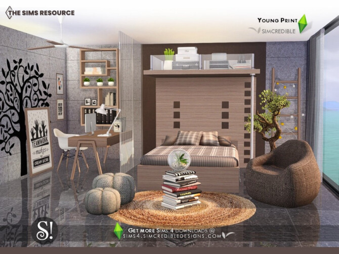 Sims 4 Young Print Bedroom by SIMcredible! at TSR