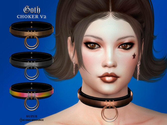Sims 4 Goth V2 Choker by Suzue at TSR