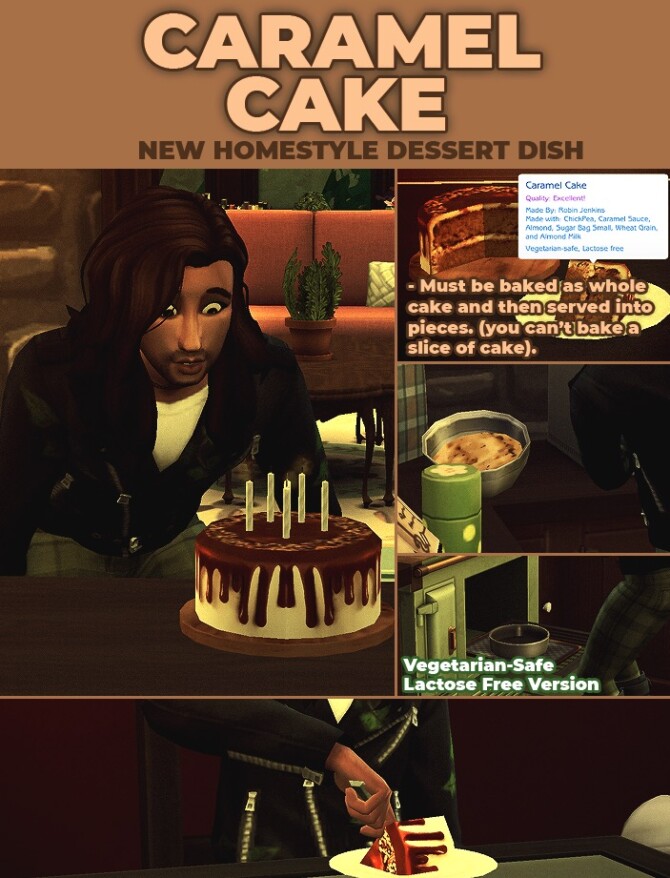 Sims 4 Caramel Cake   New Custom Recipe by RobinKLocksley at Mod The Sims 4
