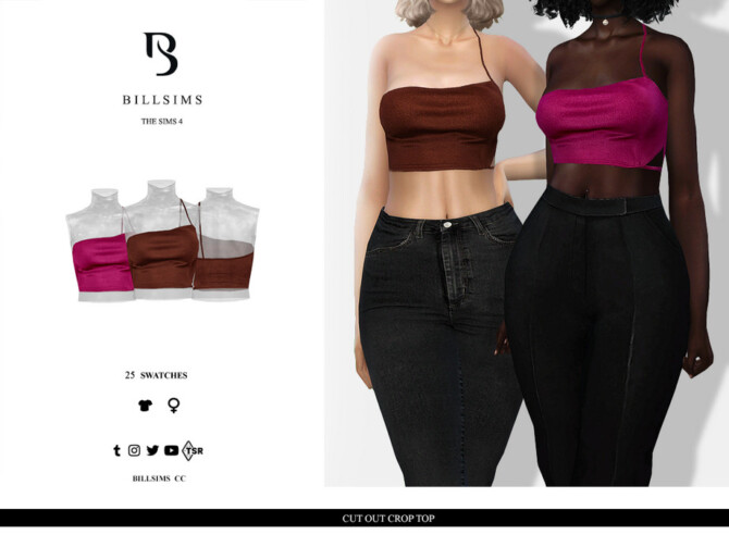 Sims 4 Cut Out Crop Top by Bill Sims at TSR