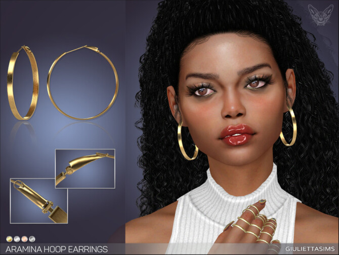 Sims 4 Aramina Hoop Earrings by feyona at TSR