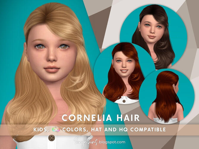 Sims 4 Cornelia Hair KIDS by SonyaSimsCC at TSR