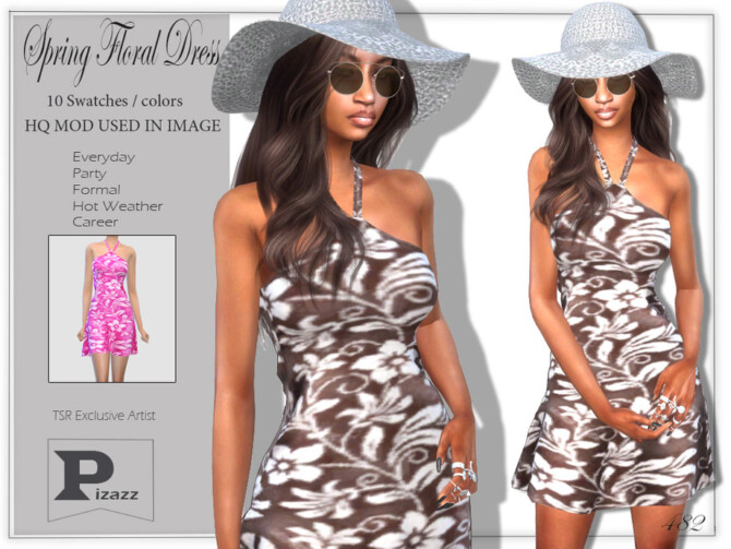Sims 4 Spring Floral Dress by pizazz at TSR