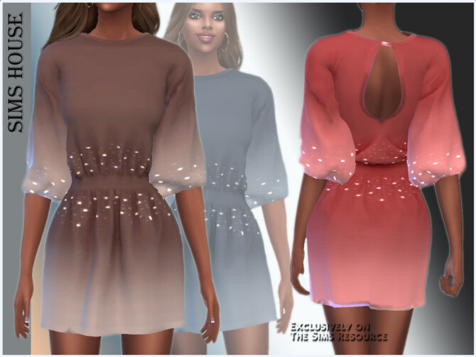 Sims 4 Short dress with rhinestones by Sims House at TSR