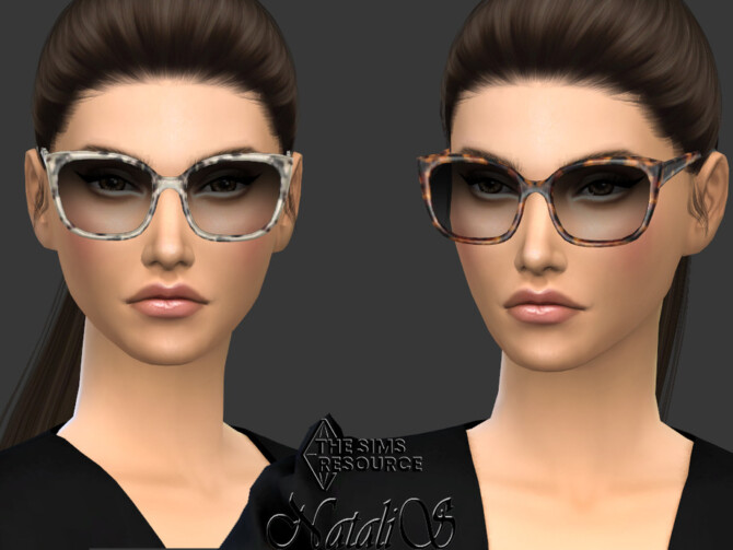 Sims 4 Oval acetat frame sunglasses by NataliS at TSR
