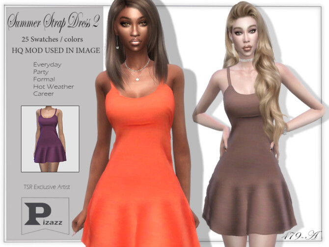 Sims 4 Summer Strap Dress 2 by pizazz at TSR