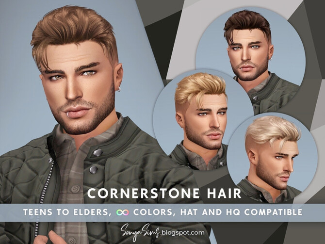 Sims 4 Cornerstone Hair by SonyaSimsCC at TSR